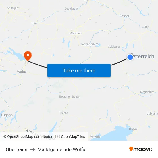 Obertraun to Marktgemeinde Wolfurt map