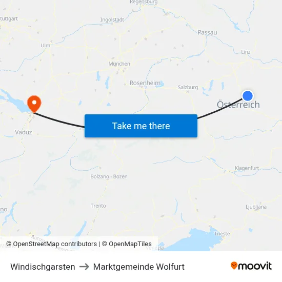 Windischgarsten to Marktgemeinde Wolfurt map