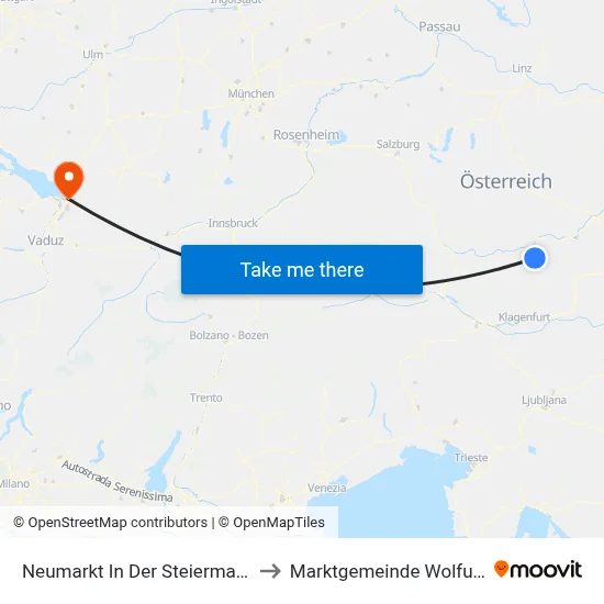 Neumarkt In Der Steiermark to Marktgemeinde Wolfurt map
