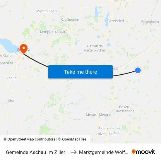 Gemeinde Aschau Im Zillertal to Marktgemeinde Wolfurt map