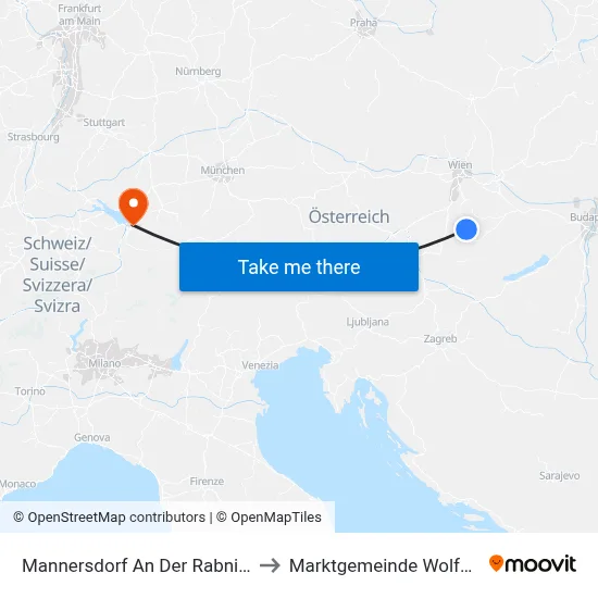 Mannersdorf An Der Rabnitz to Marktgemeinde Wolfurt map