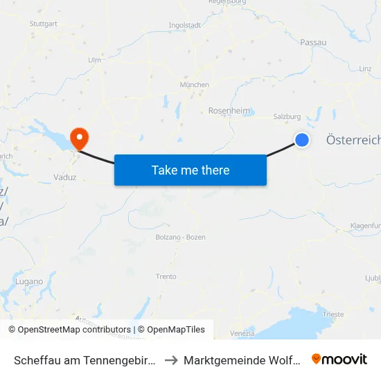 Scheffau am Tennengebirge to Marktgemeinde Wolfurt map