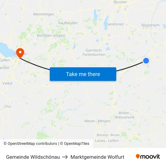 Gemeinde Wildschönau to Marktgemeinde Wolfurt map