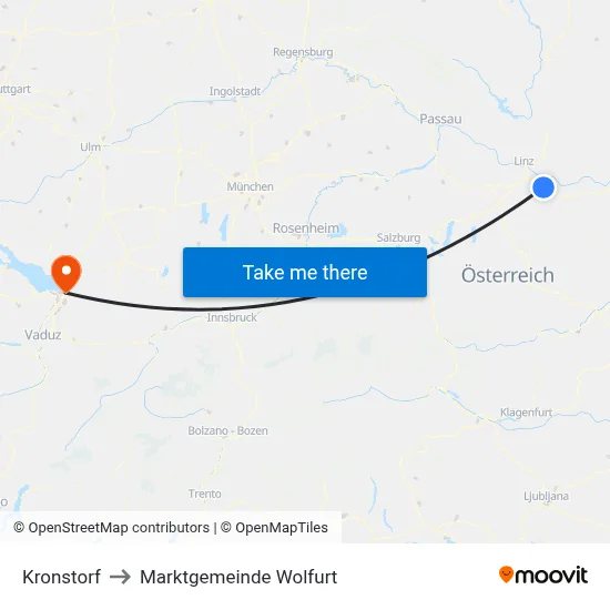 Kronstorf to Marktgemeinde Wolfurt map