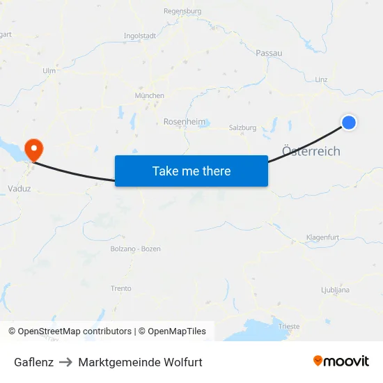Gaflenz to Marktgemeinde Wolfurt map