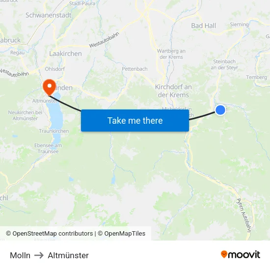 Molln to Altmünster map