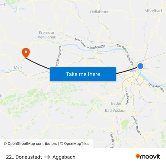 22., Donaustadt to Aggsbach map
