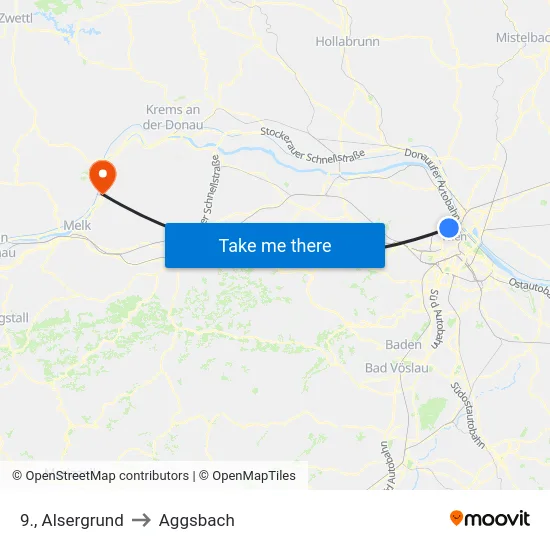 9., Alsergrund to Aggsbach map