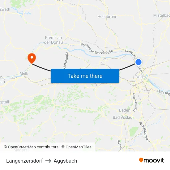 Langenzersdorf to Aggsbach map