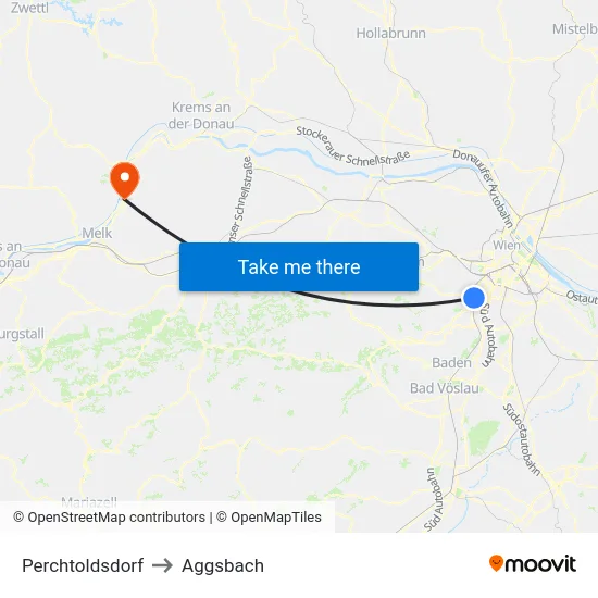 Perchtoldsdorf to Aggsbach map