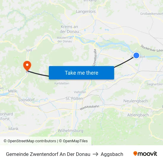 Gemeinde Zwentendorf An Der Donau to Aggsbach map