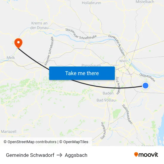 Gemeinde Schwadorf to Aggsbach map