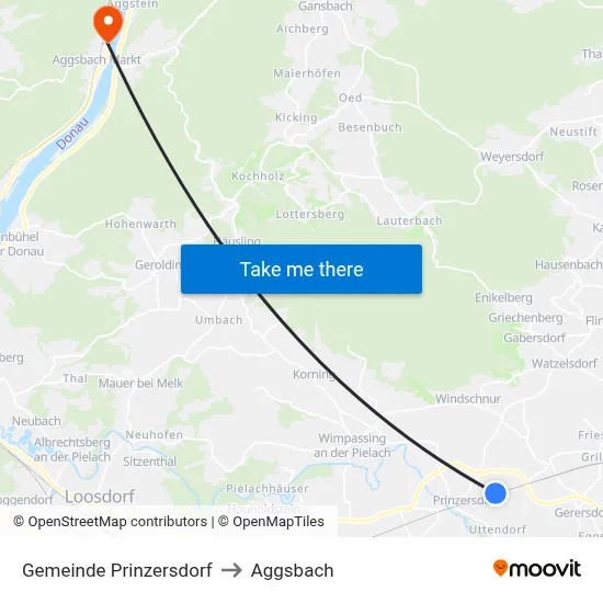 Gemeinde Prinzersdorf to Aggsbach map