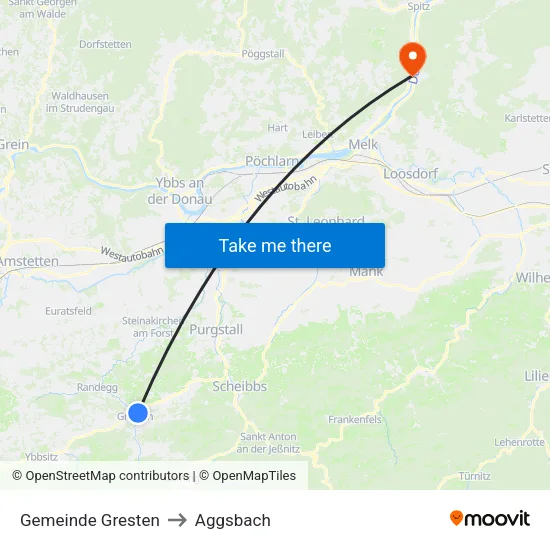 Gemeinde Gresten to Aggsbach map