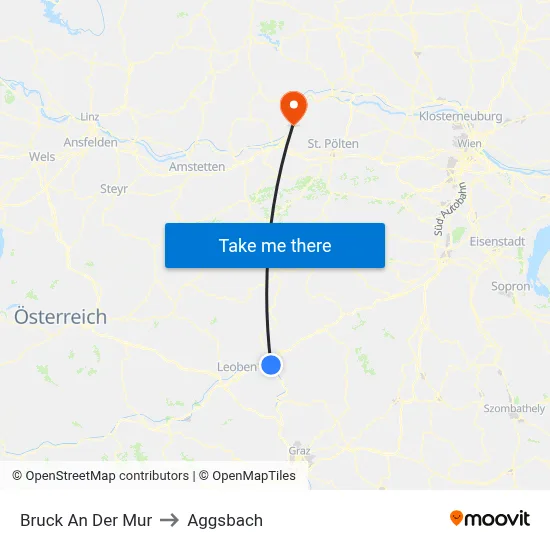 Bruck An Der Mur to Aggsbach map