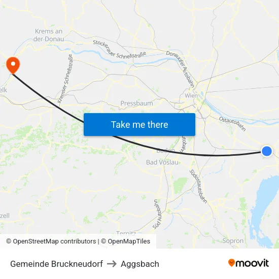 Gemeinde Bruckneudorf to Aggsbach map