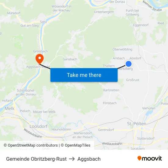 Gemeinde Obritzberg-Rust to Aggsbach map