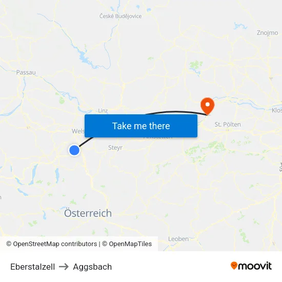 Eberstalzell to Aggsbach map