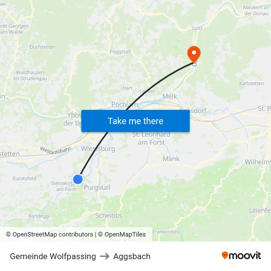 Gemeinde Wolfpassing to Aggsbach map