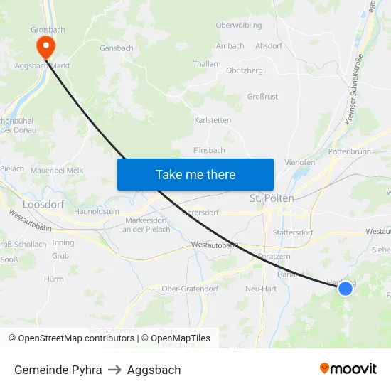 Gemeinde Pyhra to Aggsbach map