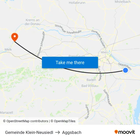 Gemeinde Klein-Neusiedl to Aggsbach map