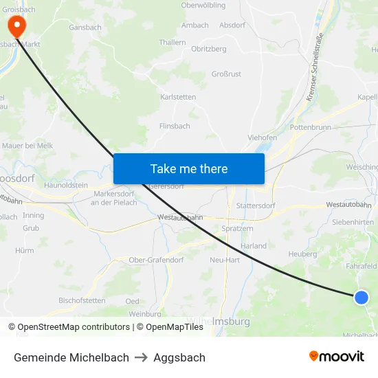 Gemeinde Michelbach to Aggsbach map
