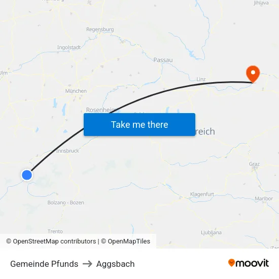 Gemeinde Pfunds to Aggsbach map