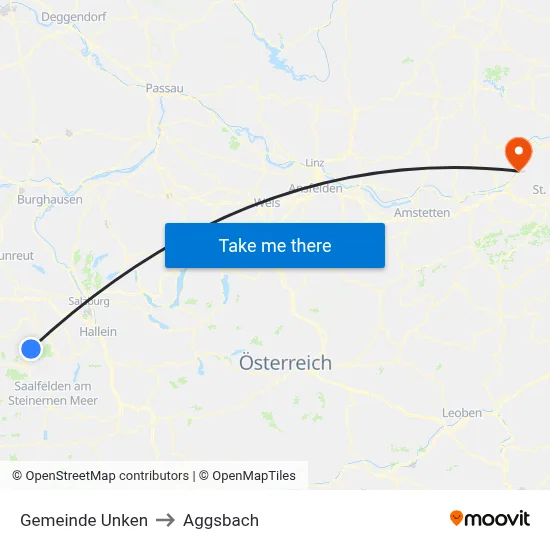 Gemeinde Unken to Aggsbach map