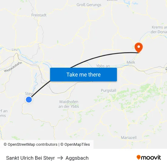 Sankt Ulrich Bei Steyr to Aggsbach map