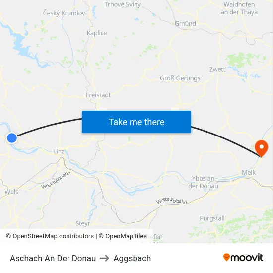 Aschach An Der Donau to Aggsbach map