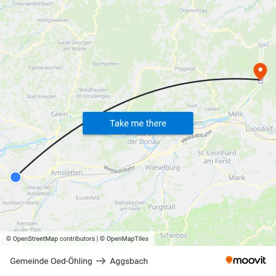Gemeinde Oed-Öhling to Aggsbach map