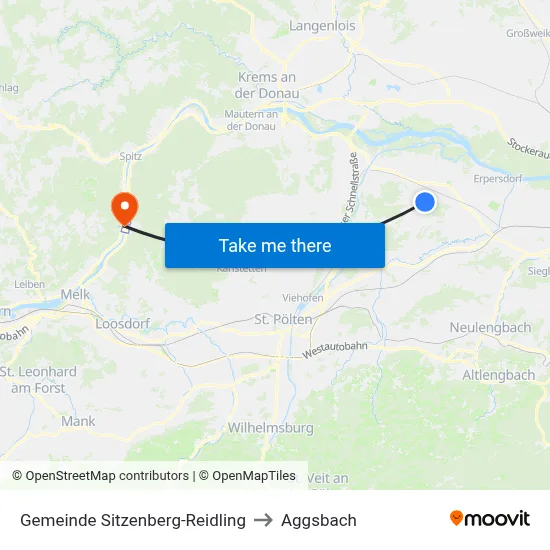 Gemeinde Sitzenberg-Reidling to Aggsbach map