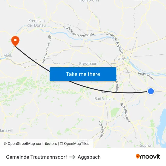Gemeinde Trautmannsdorf to Aggsbach map