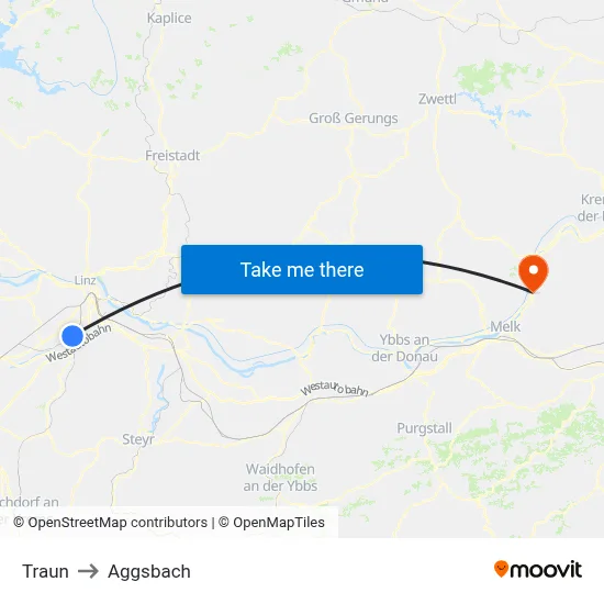 Traun to Aggsbach map