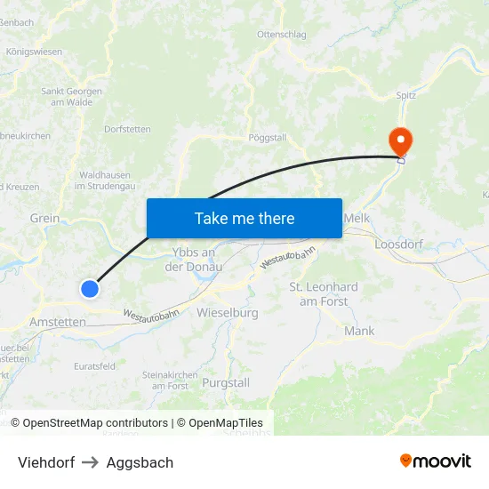 Viehdorf to Aggsbach map