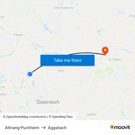 Attnang-Puchheim to Aggsbach map