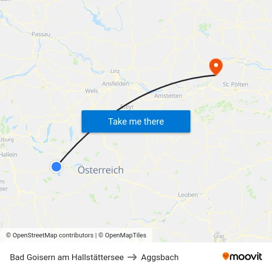 Bad Goisern am Hallstättersee to Aggsbach map