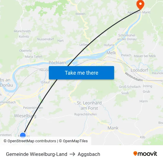 Gemeinde Wieselburg-Land to Aggsbach map