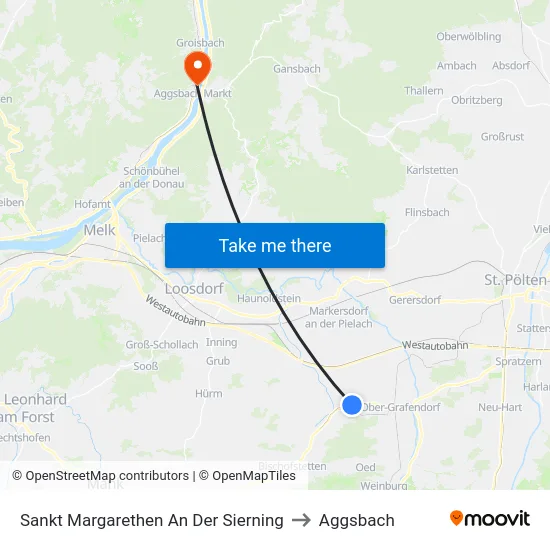 Sankt Margarethen An Der Sierning to Aggsbach map