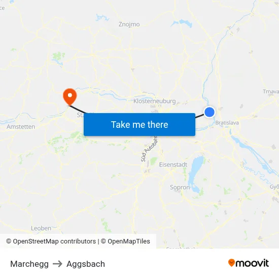 Marchegg to Aggsbach map