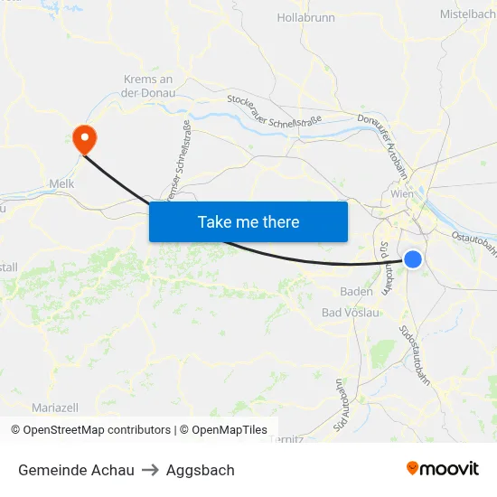 Gemeinde Achau to Aggsbach map