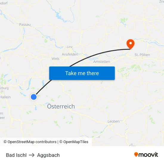 Bad Ischl to Aggsbach map