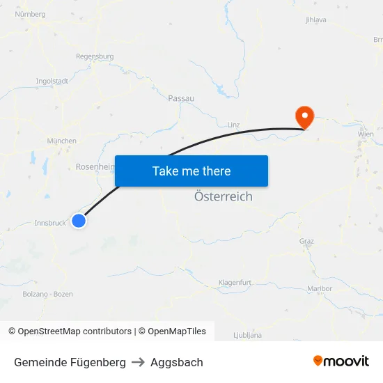 Gemeinde Fügenberg to Aggsbach map