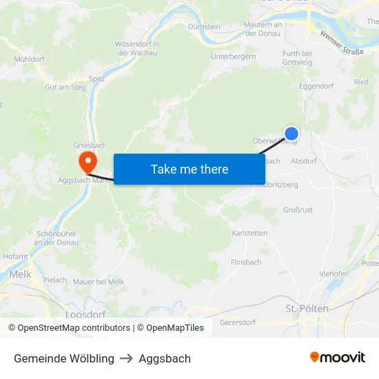 Gemeinde Wölbling to Aggsbach map
