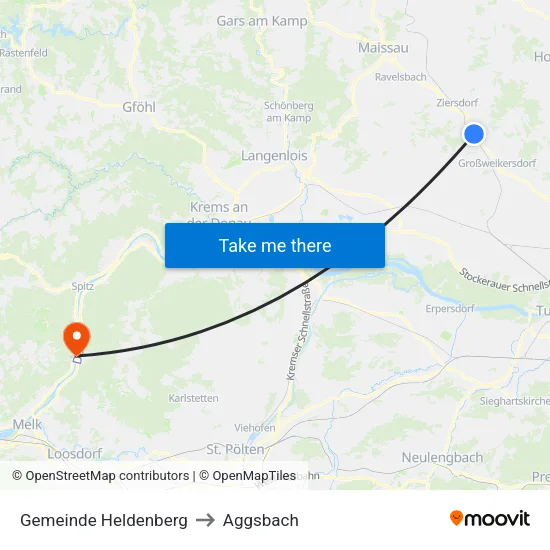 Gemeinde Heldenberg to Aggsbach map