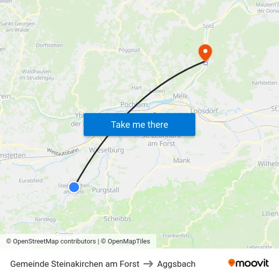 Gemeinde Steinakirchen am Forst to Aggsbach map