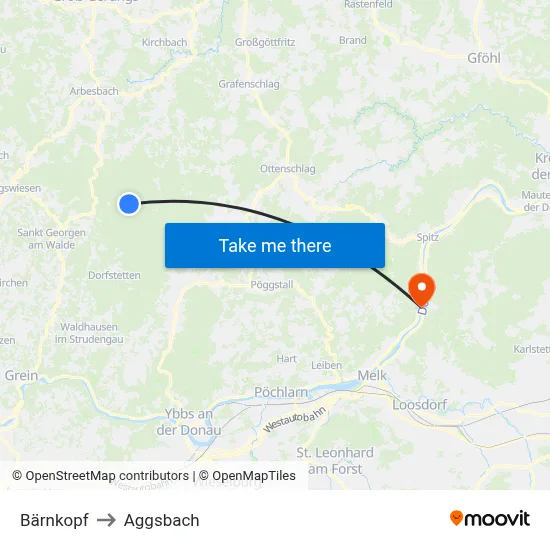 Bärnkopf to Aggsbach map