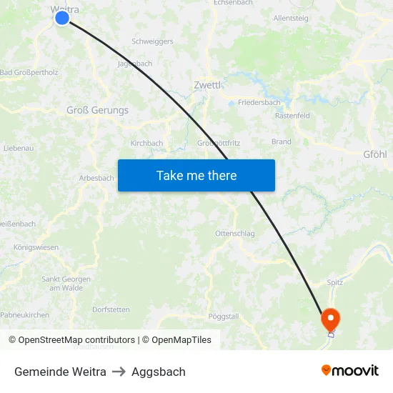 Gemeinde Weitra to Aggsbach map