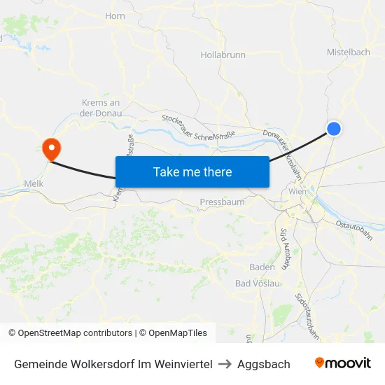 Gemeinde Wolkersdorf Im Weinviertel to Aggsbach map