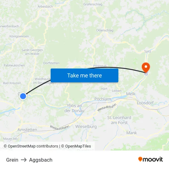 Grein to Aggsbach map